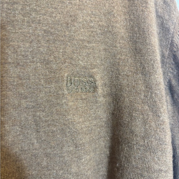 BOSS Brown Merino Wool Collared Long Sleeves Soft Minimalist Sweater - Picture 4 of 5